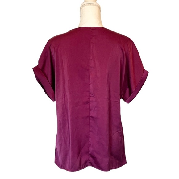 SHEIN Purple V-Neck Cuffed Short Sleeve Women’s Blouse Small - Picture 3 of 8